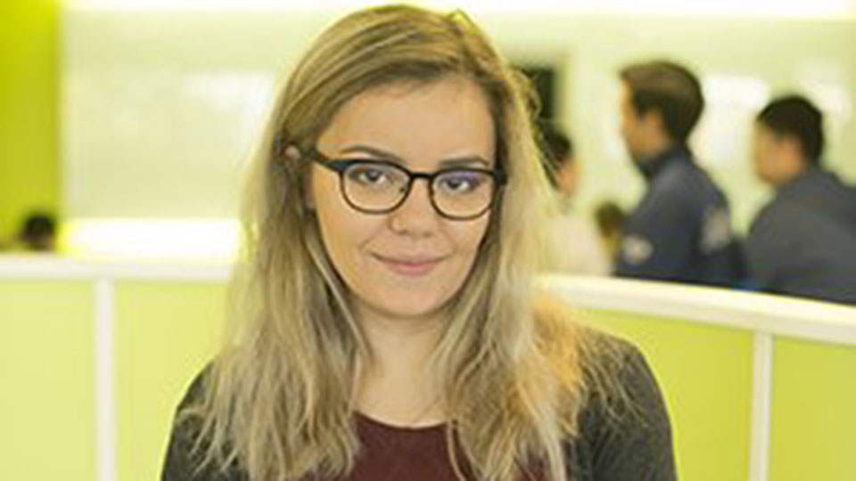 A student, Ana-Maria, at Loughborough University