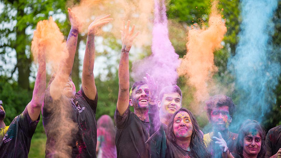 A group of students taking part in the LSU colour dash