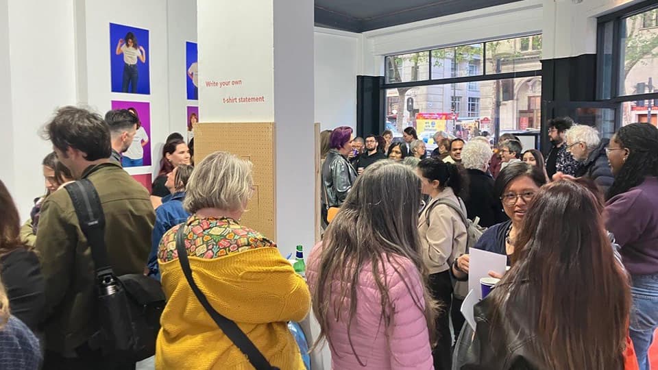 visitors at the pregnancy endings exhibition