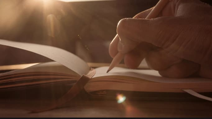 close up of hand writing