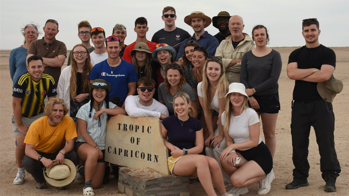 A group of students in the Namib desert