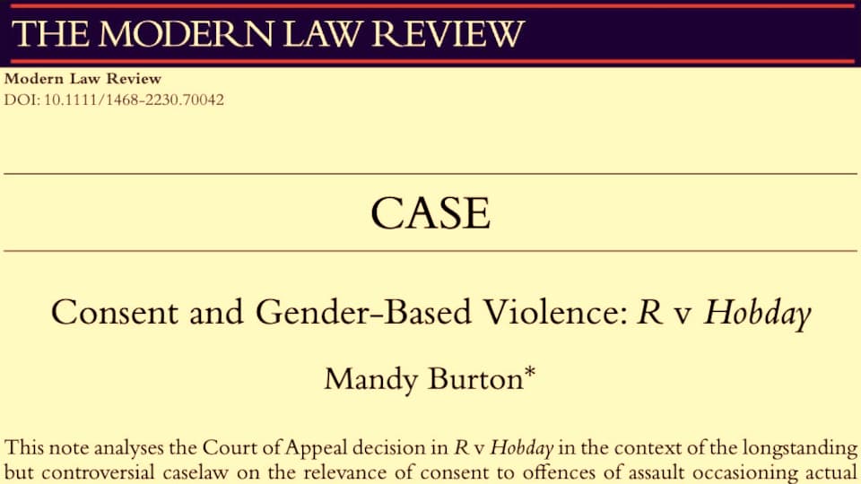 A case note in the Modern Law Review