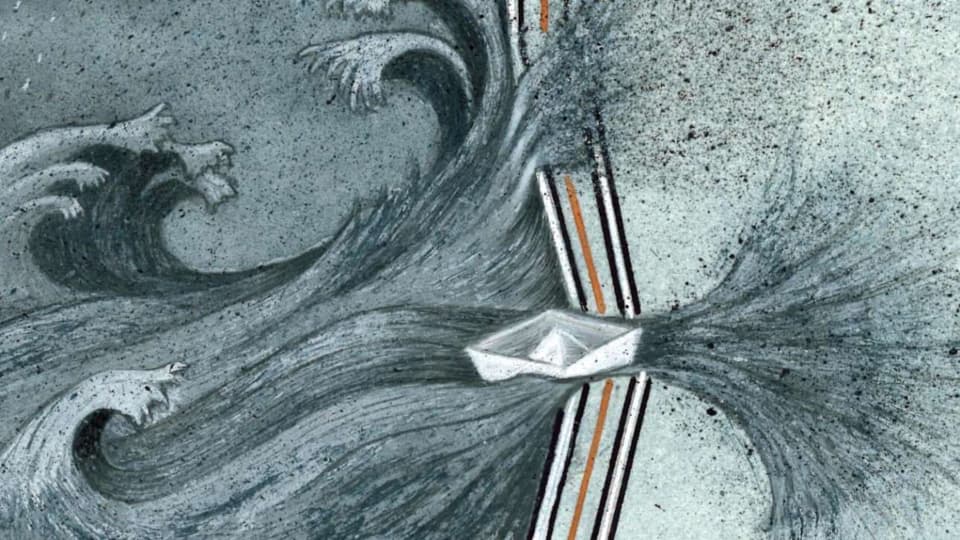 A drawing of a paper boat