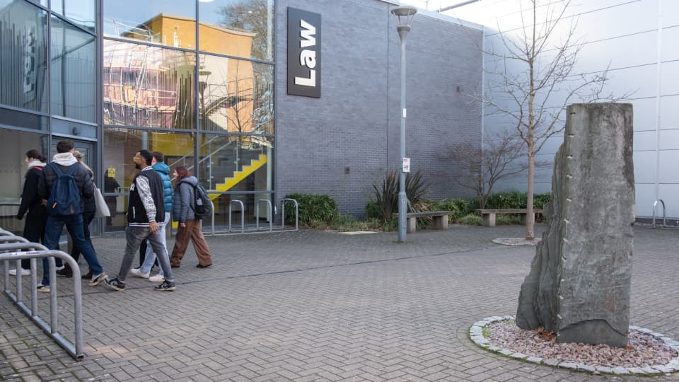 Exterior shot of Loughborough University's law dept building