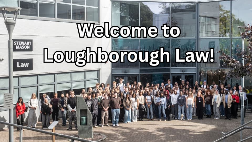 Students outside the law building
