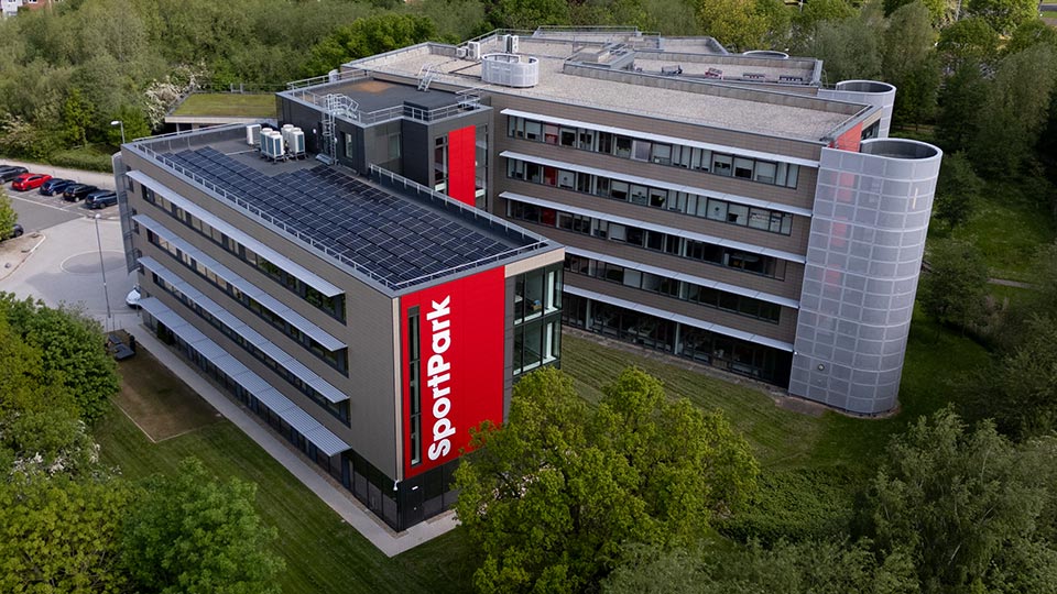 Aerial view of the SportPark building