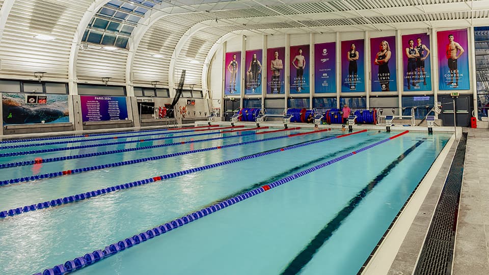 An inside view of Loughborough University's swimming pool