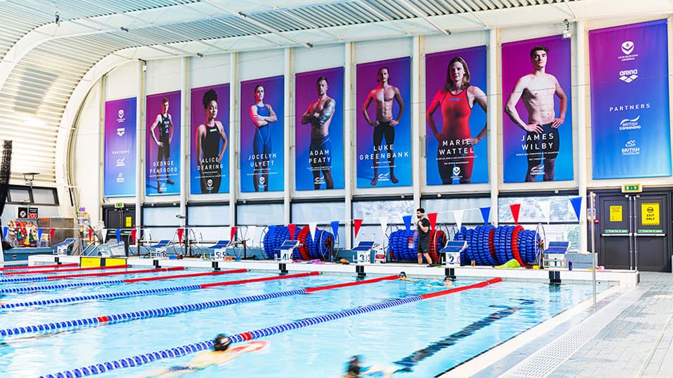 An inside view of Loughborough University's swimming pool