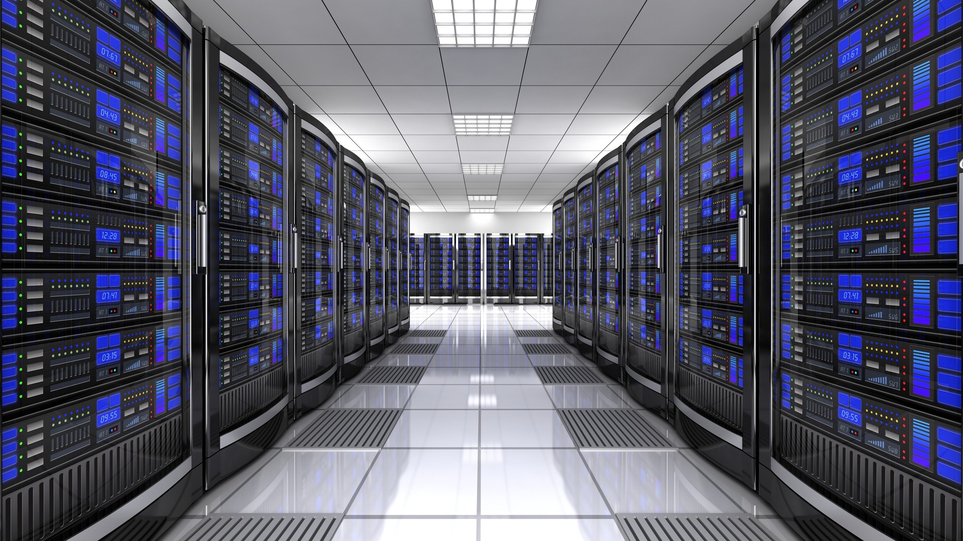 Digital server racks in data centre