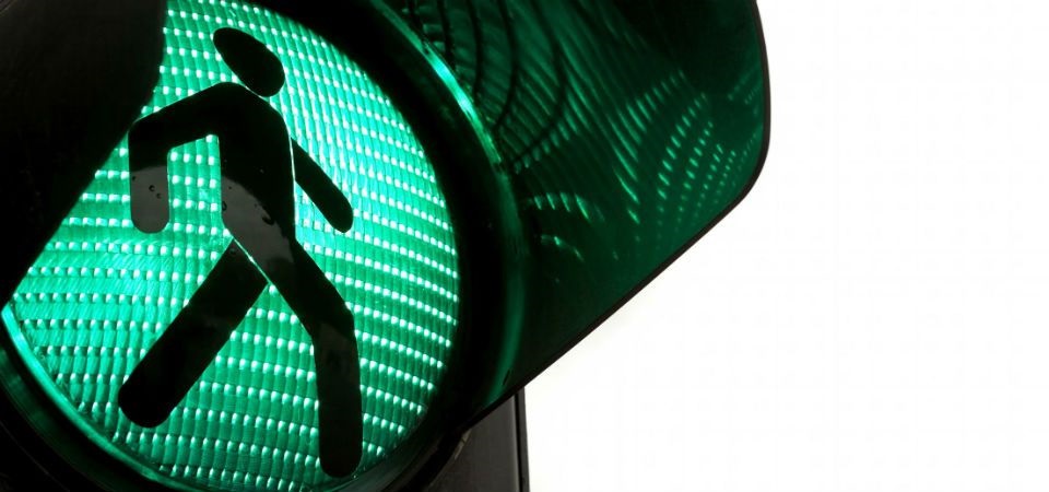 green man crossing lights