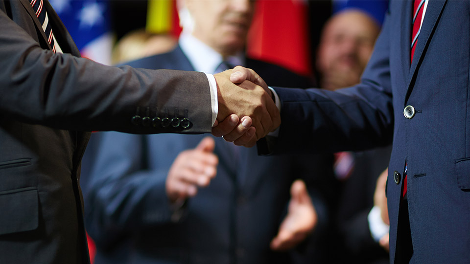 Politicians shaking hand. 