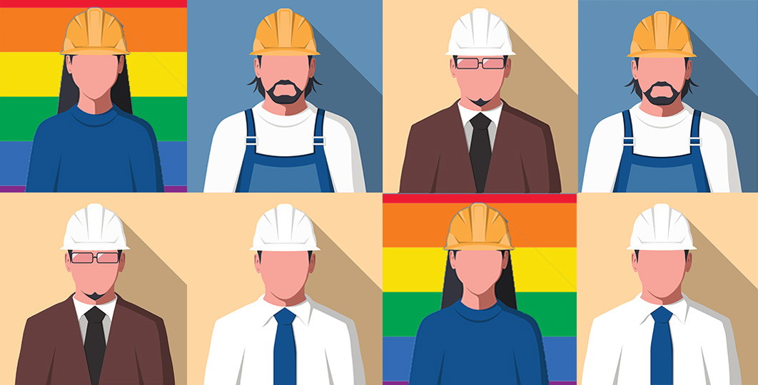 Cartoons of people in construction 