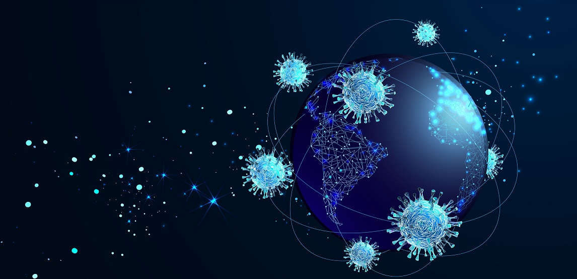 Illustration of a planet with coronavirus around it 