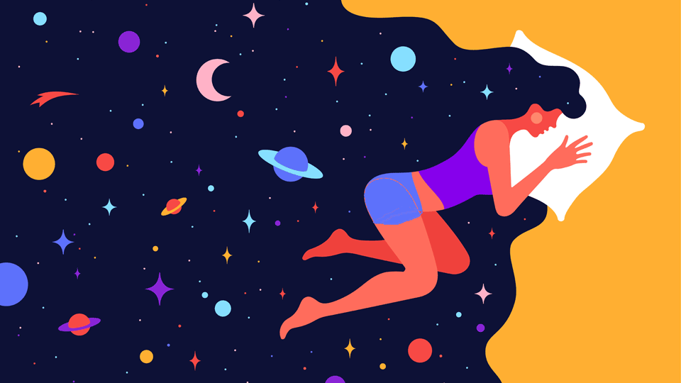 woman asleep illustration 