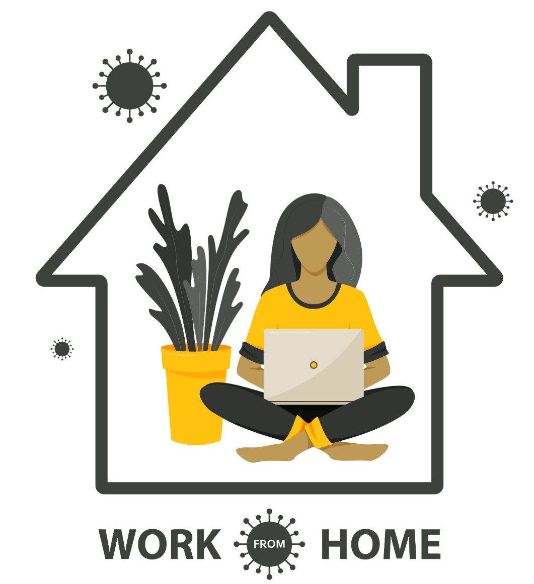 Illustration of a woman working from home 