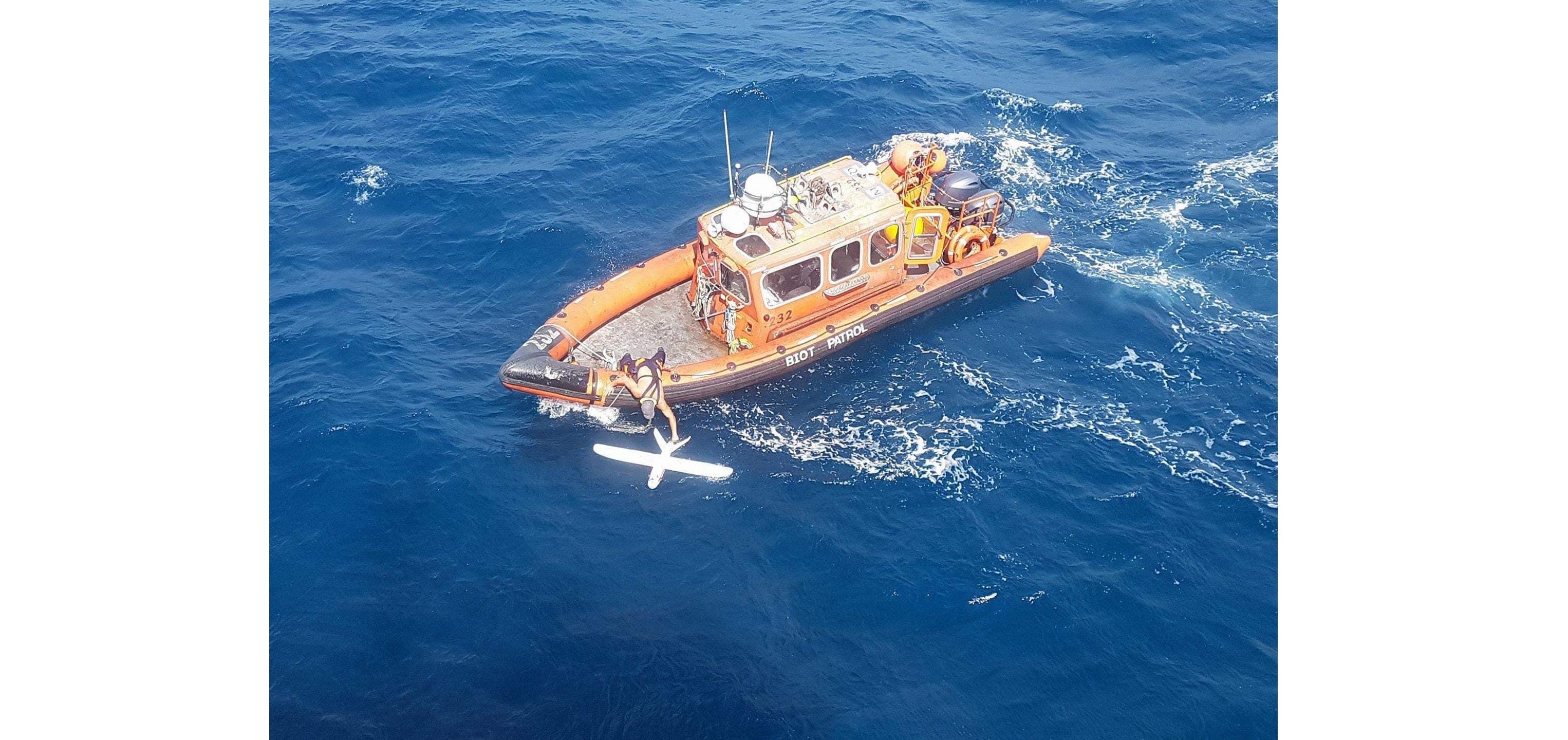 Patrol boat and drone in British Indian Ocean Territory

