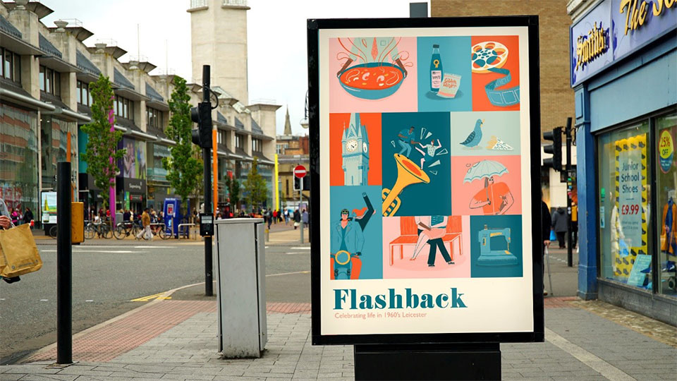 Image of a bus stop shelter design for the 1960s Leicester art trail