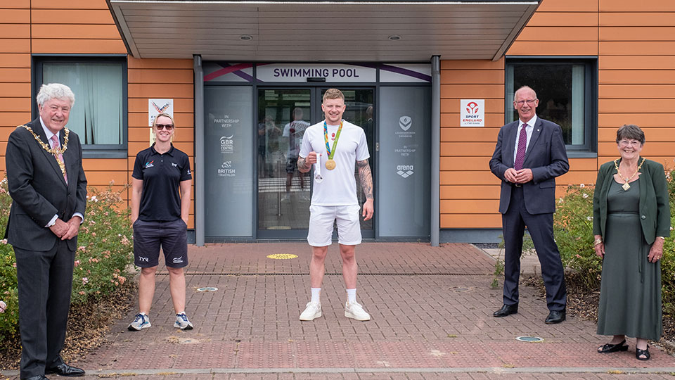 Mayor and Mayoress with Adam Peaty