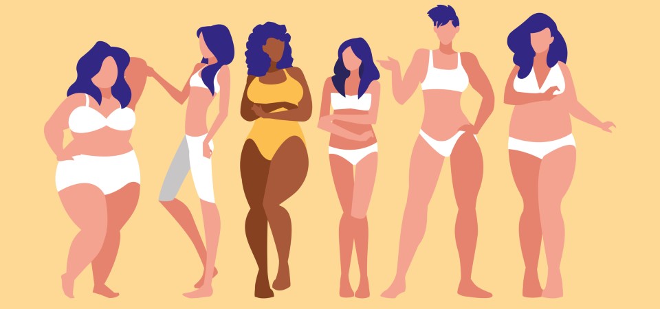 Different women's figures. Three female body types: pear