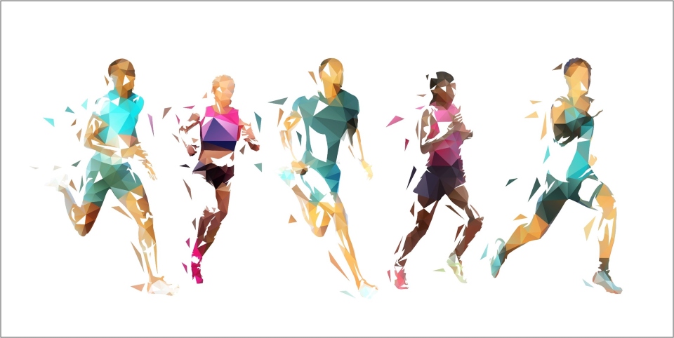 Illustration of young athletes running