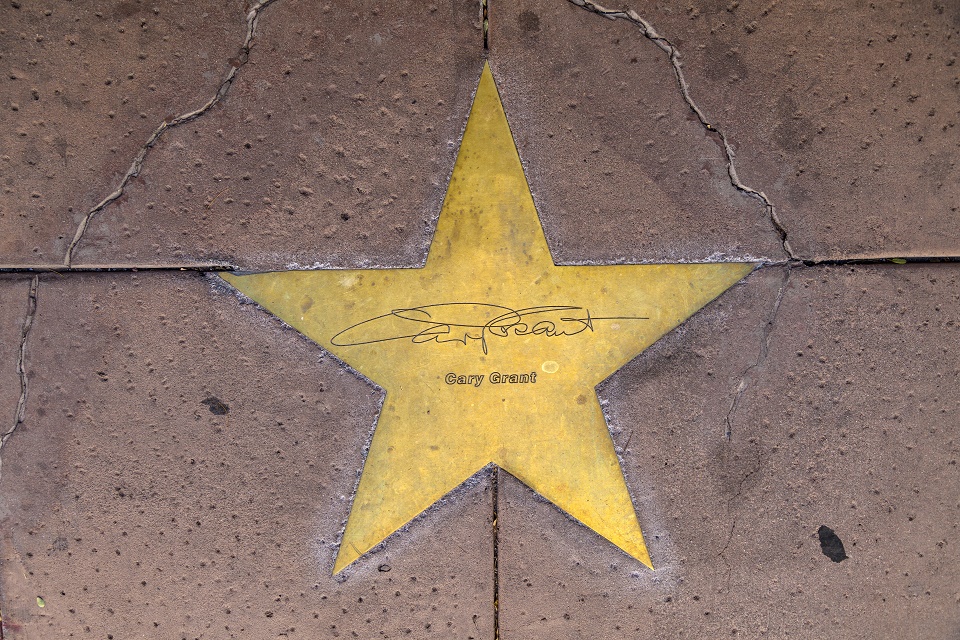 A gold star featuring the name of actor Cary Grant