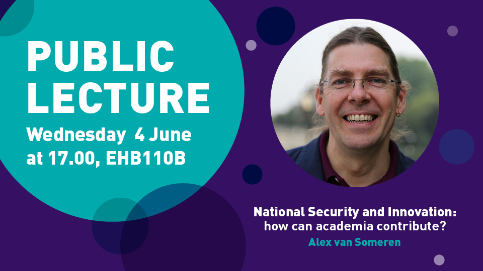 Event poster titled Public Lecture Wednesday 4 June at 17.00, EHB110B, with the sub title