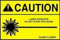 A yellow label on laser pointers confirmed as safe