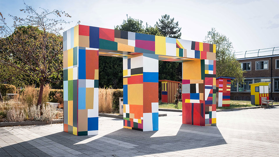 Colourful archway by Atta Kwami in Shirley Pearce Square