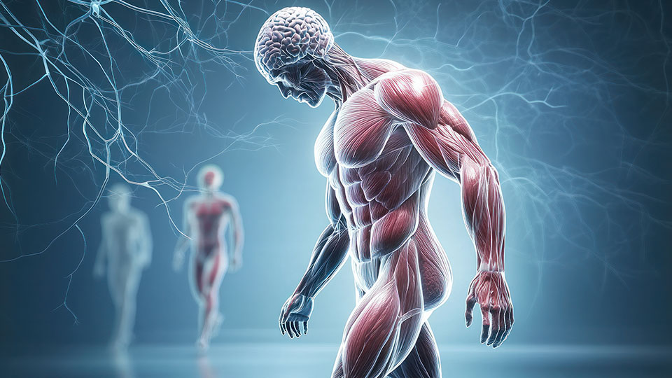 A 3D representation of the human body, showcasing anatomical features and structures in detail.