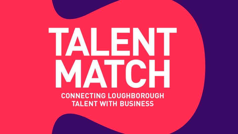 Purple background with red bubble and text reading 'Talent Match'
