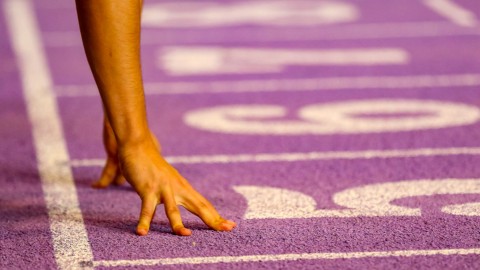 an athlete about to start a race