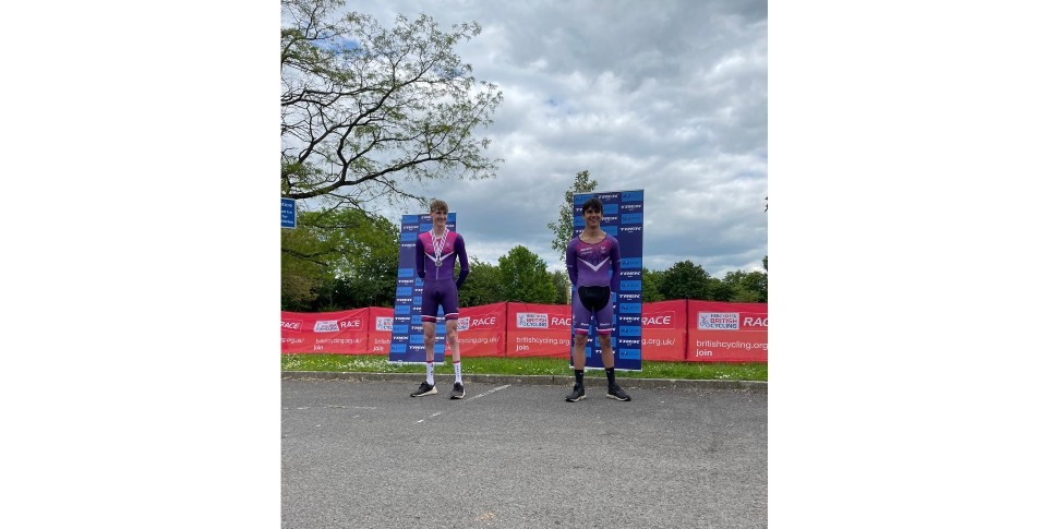 two loughborough cyclists on the podium