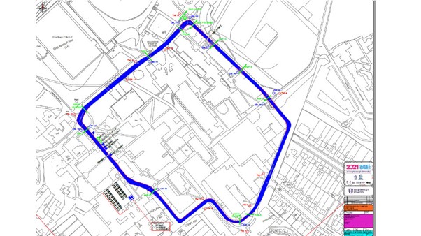 A map displaying road closures as part of School Games National Finals 2021