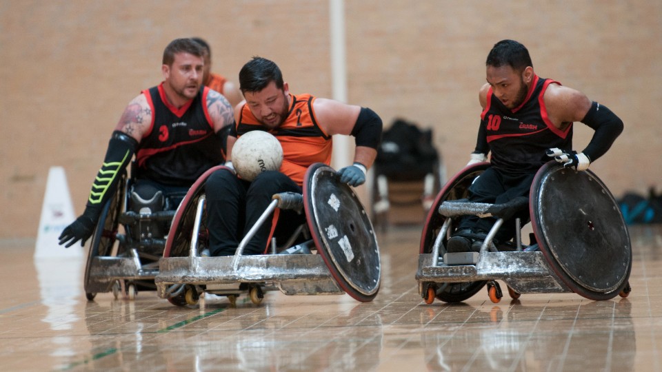 wheelchair rugby in action