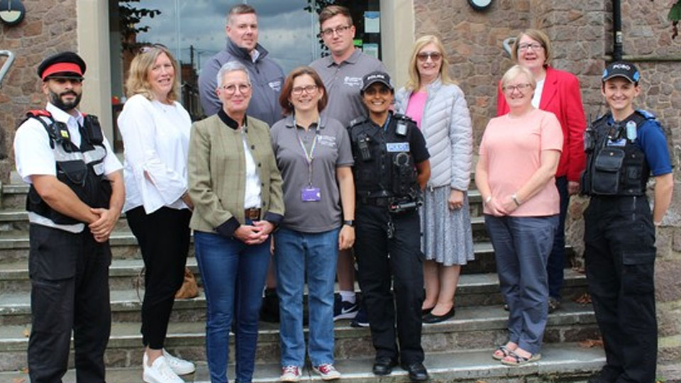 Officers and staff from Charnwood Borough Council, Loughborough University and Charnwood Police and Charnwood Borough Councillors in Storer Road, Loughborough