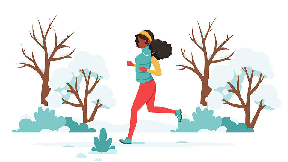Cartoon of a woman running 