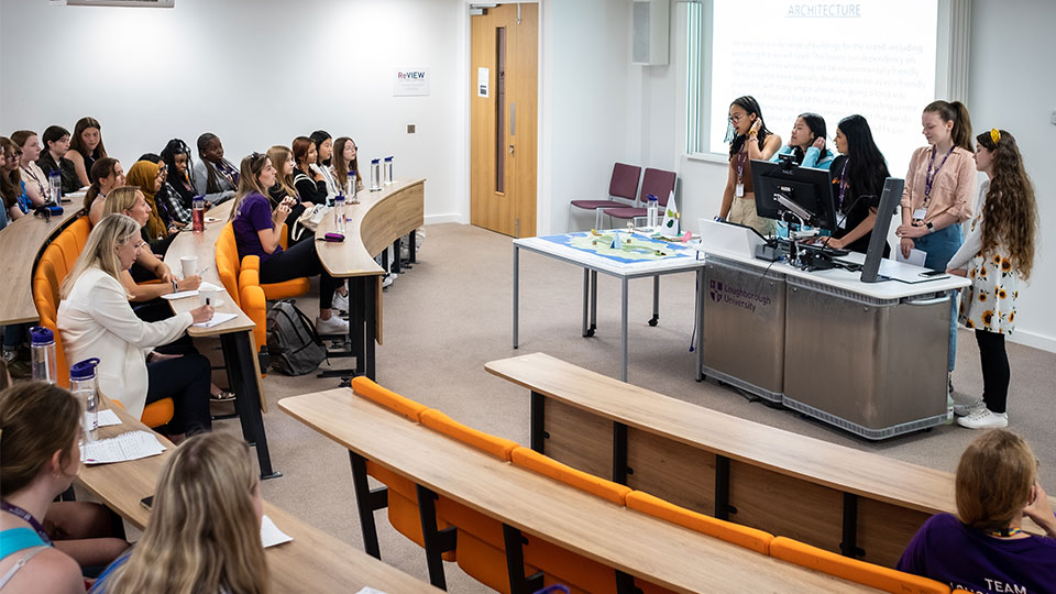 Year 10 students in a university lecture hall 