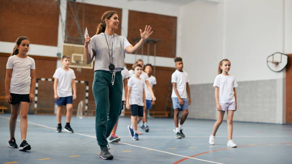 children in a PE lesson