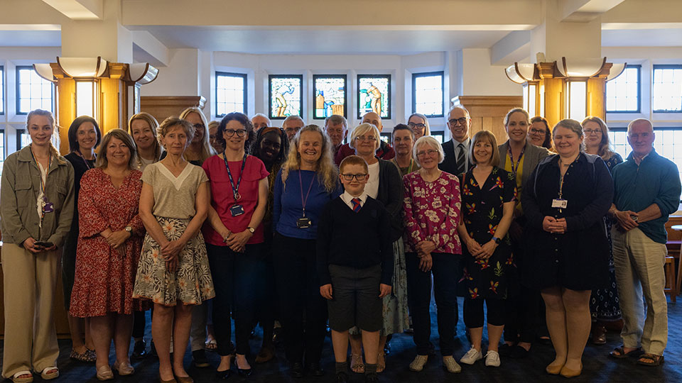 Group of Loughborough staff standing with recipients of the 2022 Community Donations Fund.