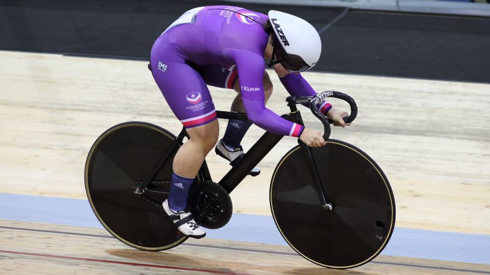 Sophie Capewell competing for Loughborough in BUCS. Image provided by Still Sport Photograhy. 