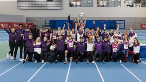 A group shot of Loughborough athletics team at bucs