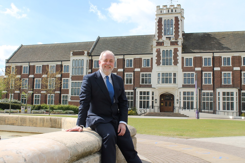 Vice-Chancellor Nick Jennings outside the Hazlerigg building