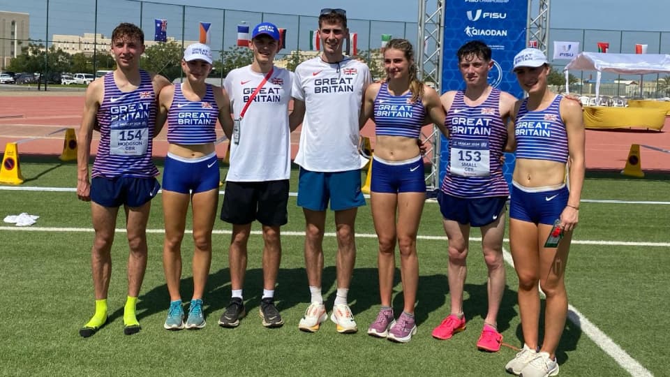 A posed group shot of loughborough student athletes