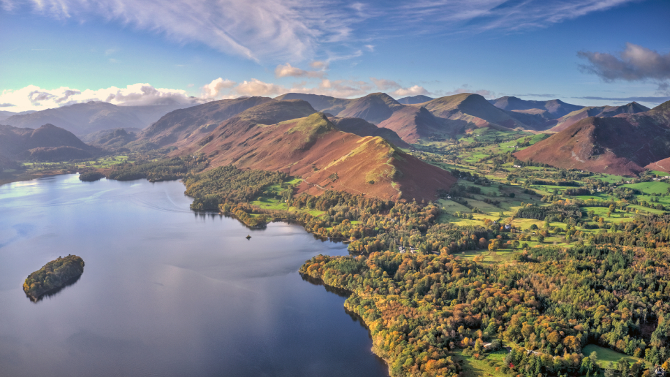 an aerial image of the lake district