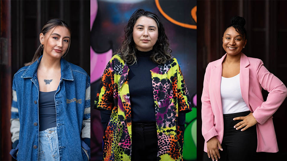 A collection of three individual photos of staff/students who have taken part in the mixedracefaces and Loughborough University initiative