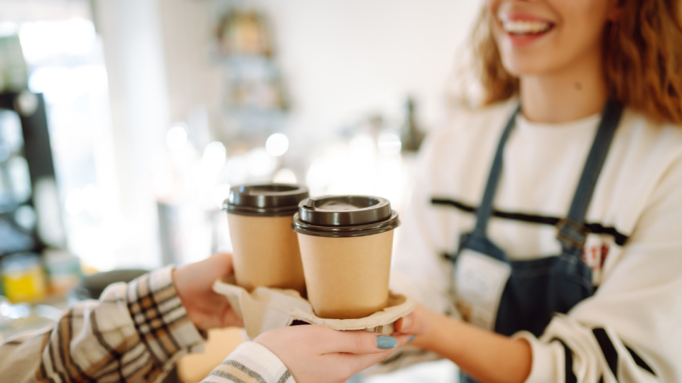takeaway coffee handed out