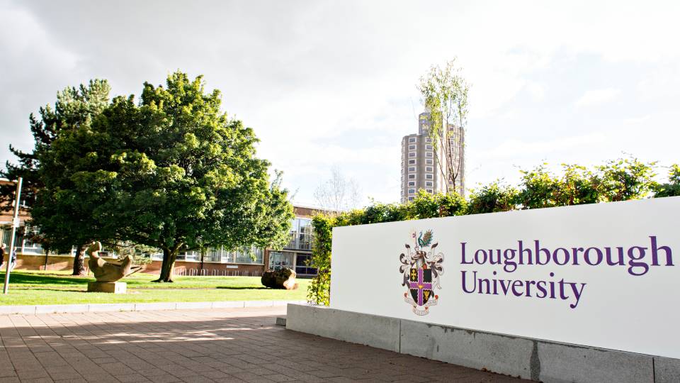 the loughborough university sign on campus