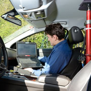 a student working in a Vehicle Test Lab