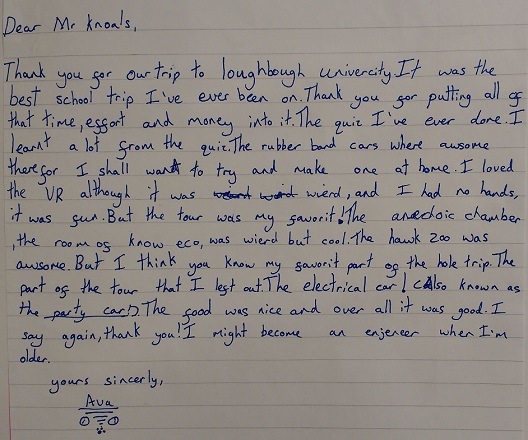 Aston School letter