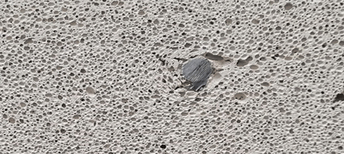 A close-up of RAAC, Reinforced Autoclaved Aerated Concrete.